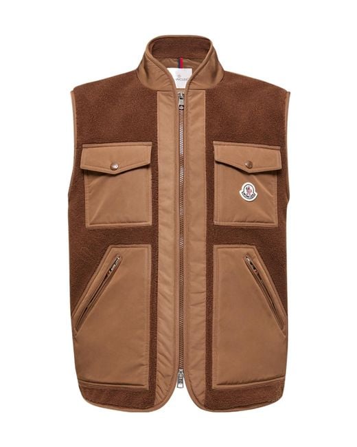 Moncler Brown Karakai Teddy Down Vest for men