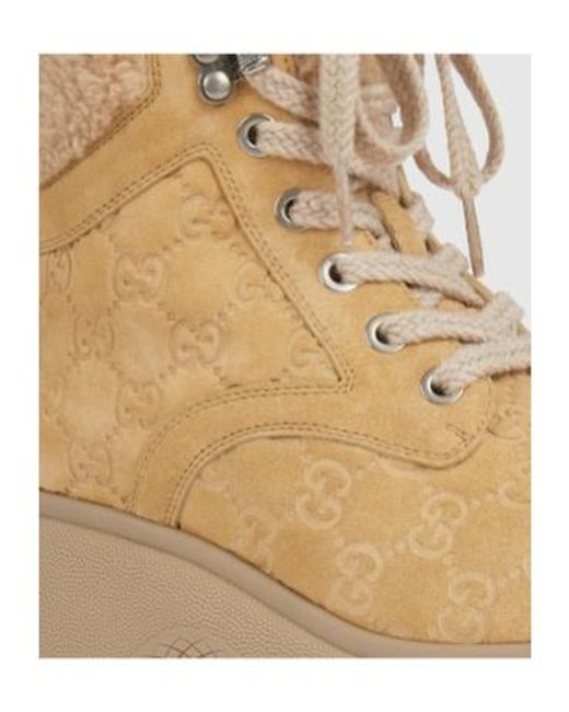 Gucci Natural Lace-Up Ankle Boots
