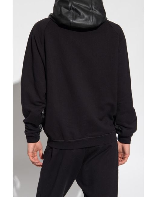 DSquared² Black Hooded Leather Jacket for men