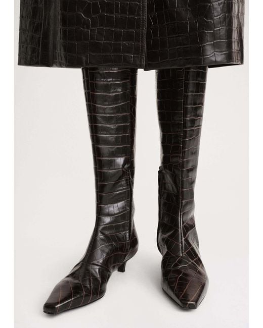 Totême Black Totême Embossed Pointed-Toe Boots