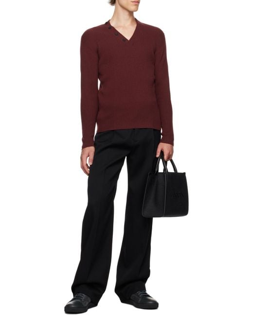 Lanvin Red V-Neck Sweater for men