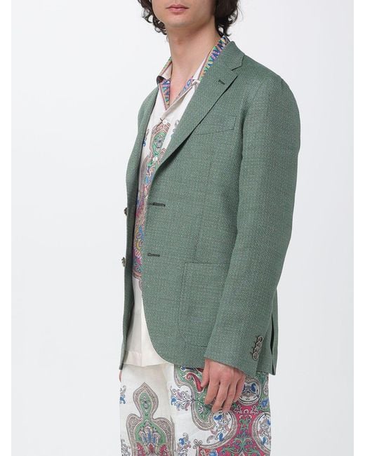 Etro Green Single-Breasted Jacket for men