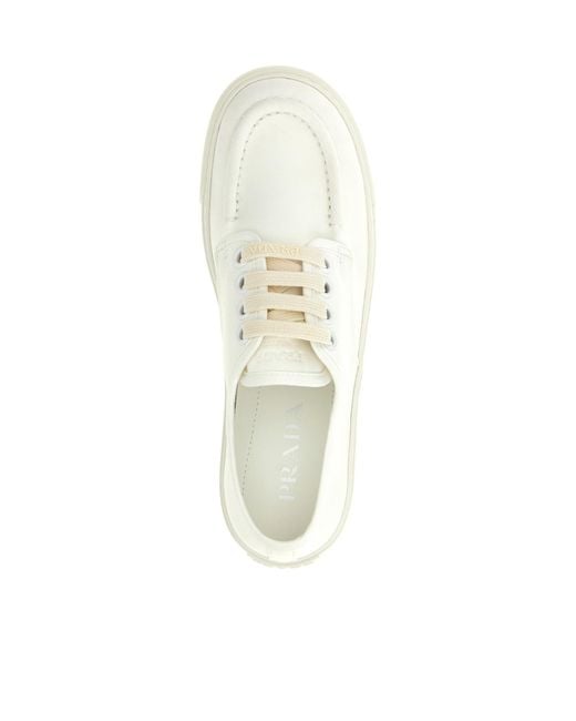 Prada White Low Top Lace-Up Sneakers for men
