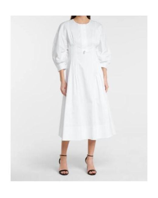 Oscar de la Renta White Embellished Stretch-Cotton Midi Dress