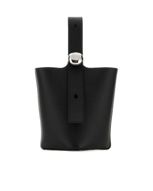Loewe Black Mini Pebble Bucket Bag