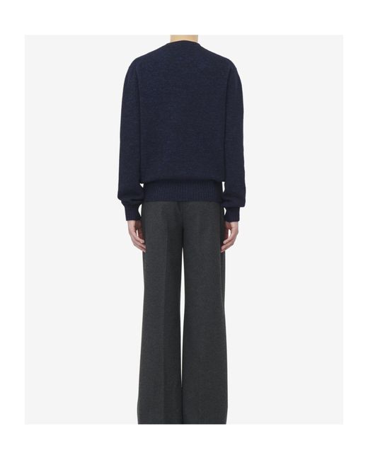 McQueen Blue Skull Embroidered Crewneck Jumper for men
