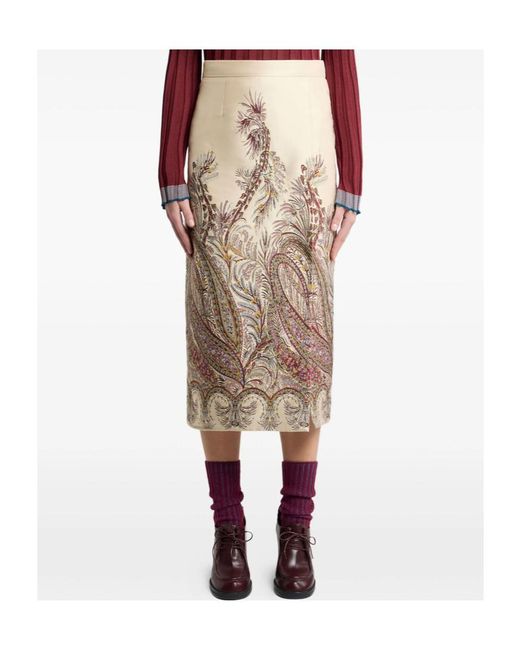 Etro Natural Paisley Jacquard Skirt