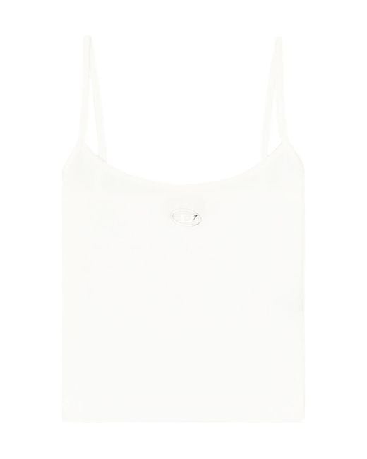 DIESEL White T-Hupy-Od Ribbed Top