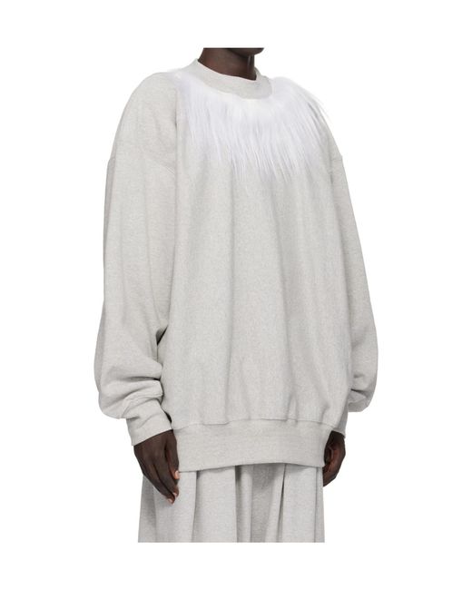 Hed Mayner Gray Fur Trim Pullover for men