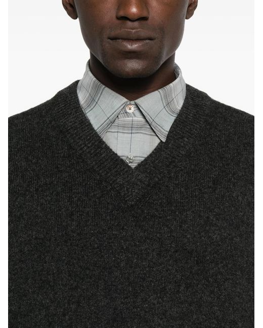 A.P.C. Black V-Neck Wool Sweater for men