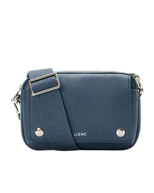 Loewe Blue Small Pebble Messenger Bag for men