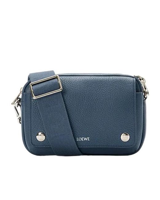 Loewe Blue Small Pebble Messenger Bag for men