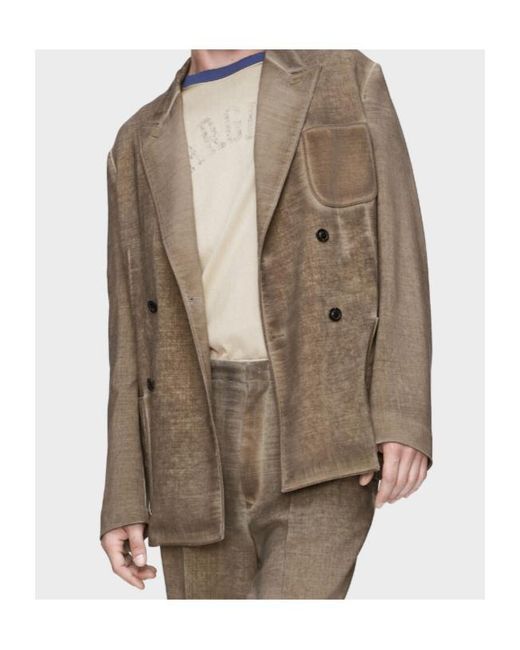 Maison Margiela Brown Double-Breasted Vintage Effect Blazer for men
