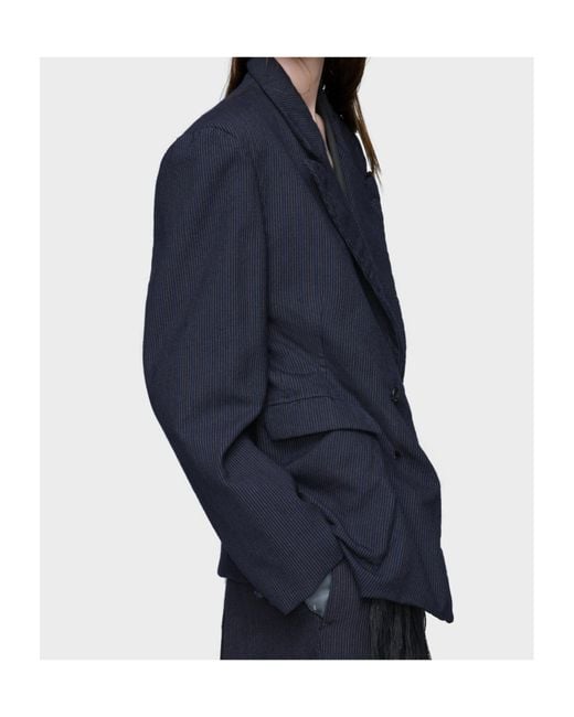 Maison Margiela Blue Wool Pinstripe Jacket