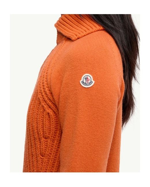 Moncler Orange Logo Patch High Collar Jumper
