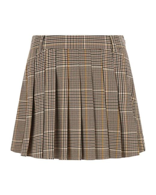 Mc2 Saint Barth Brown Pleated Check Skirt