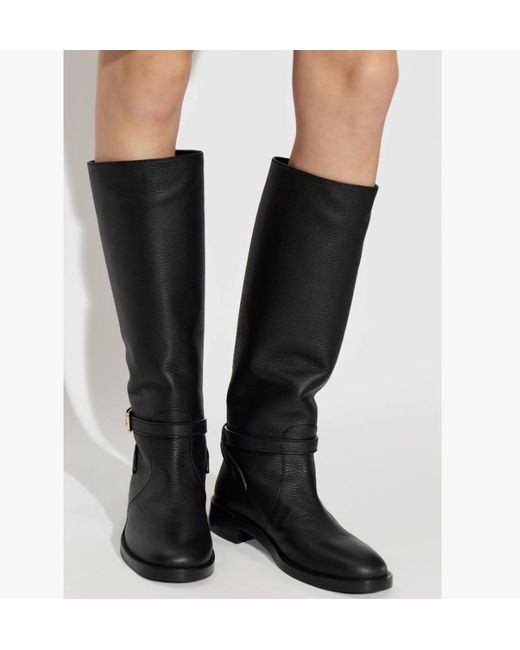 Gianvito Rossi Black Buckle-Strap Knee-High Boots