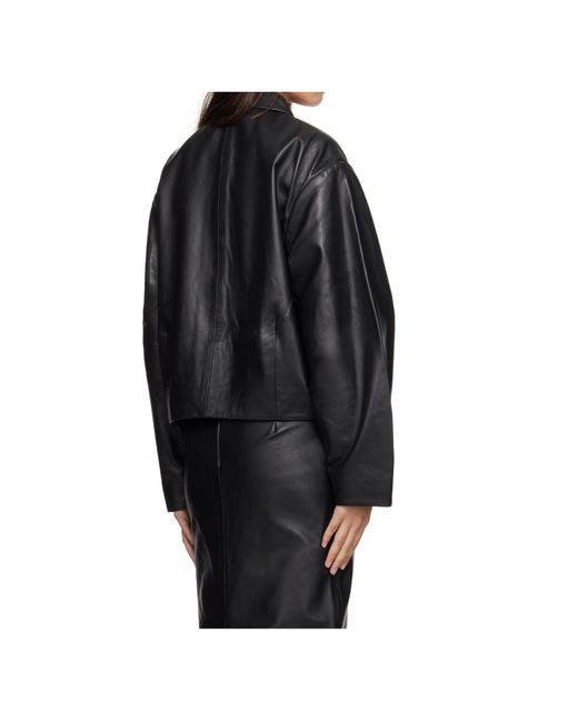St. Agni Black Cocoon Leather Jacket