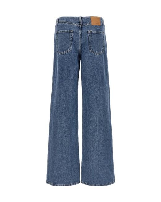 Magda Butrym Blue Ultra Low Waist Wide Leg Denim Jeans