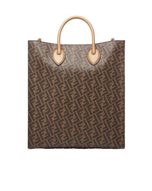 Fendi Brown Ff Motif Vertical Tote Bag for men