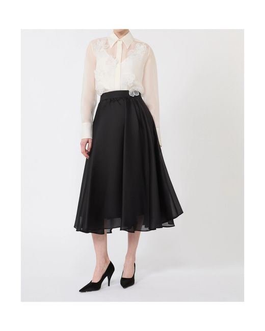 Max Mara Black Studio Calle Flared Midi Skirt