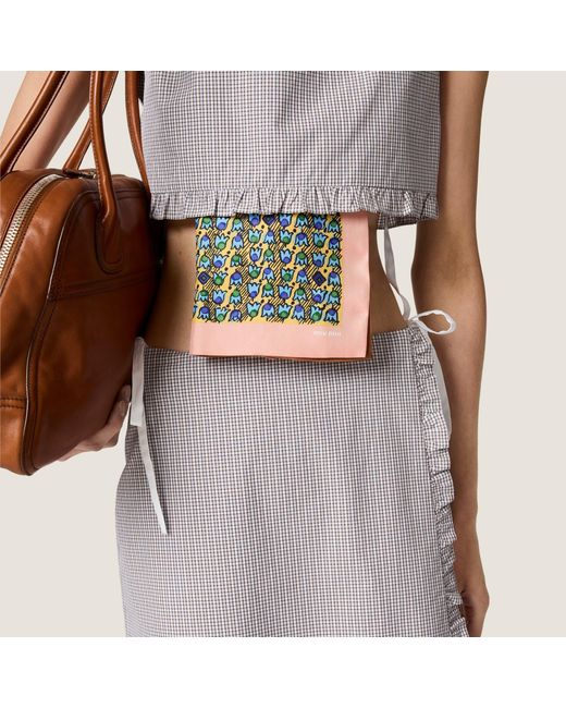 Miu Miu Gray Checked Poplin Crop Top