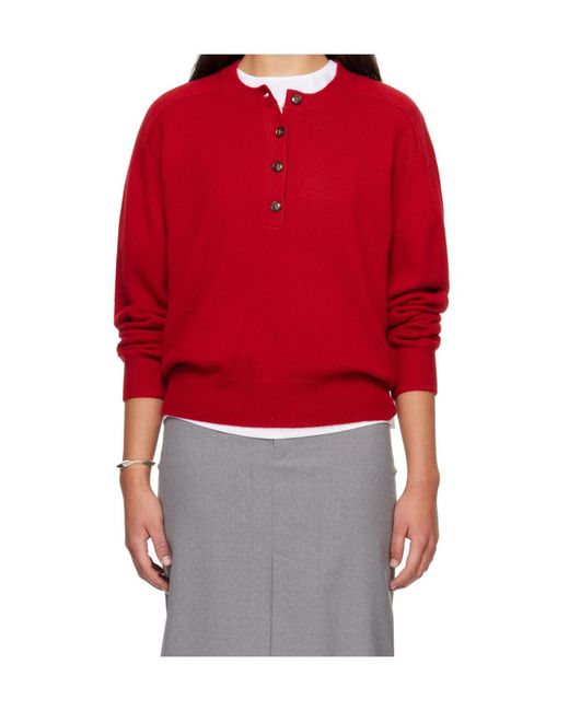 Loulou de Saison Red Four-Button Front Sweater