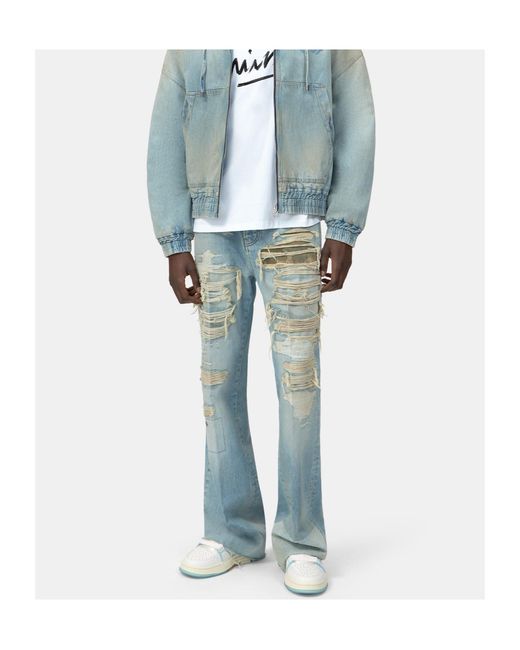 Amiri Blue Distressed Boot Cut Jeans for men