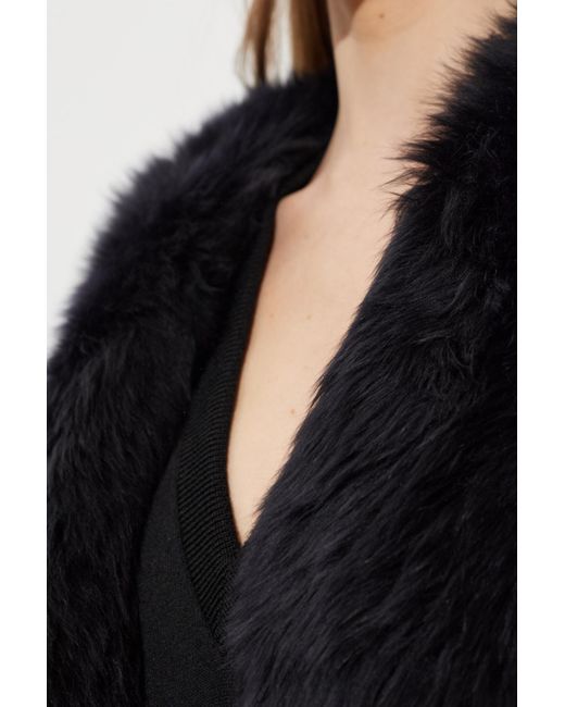 Balmain Black Sleeveless Fur Vest