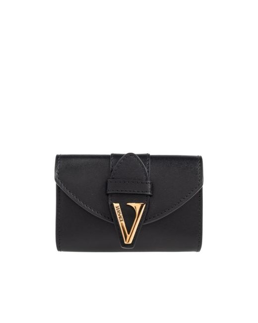 Versace Black V-Plaque Card Holder