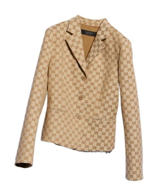 Gucci Natural Gg Cotton Canvas Jacket