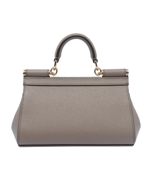 Dolce & Gabbana Gray Logo Plaque Small Sicily Handbag
