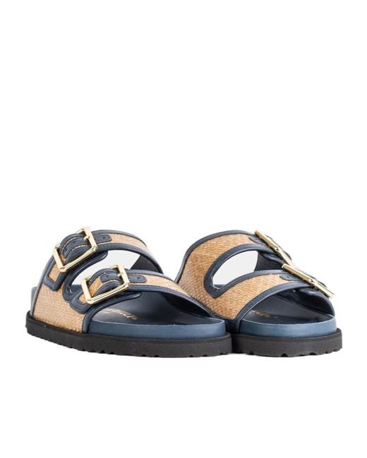 Birkenstock Blue 1774 Arizona Raffia Sandals