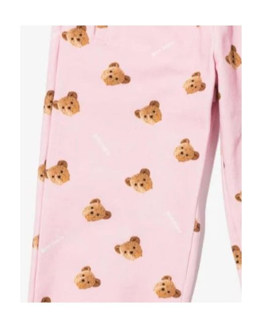 Palm Angels Pink All-Over Teddy Bear Print Trousers