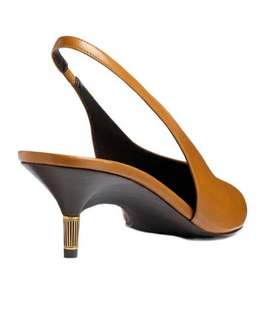 Khaite Brown Bella Low Slingback Pumps
