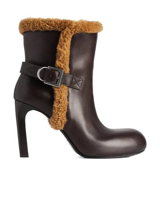 Balenciaga Brown Fargo Shearling Trim Ankle Boots