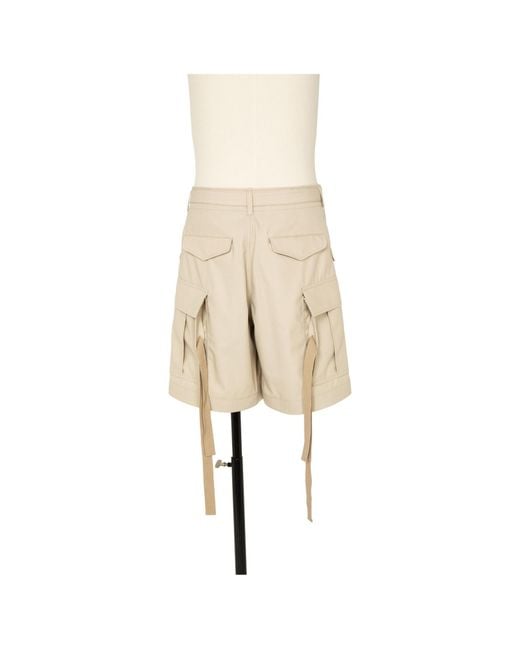 Sacai Natural Belted Cargo Shorts for men