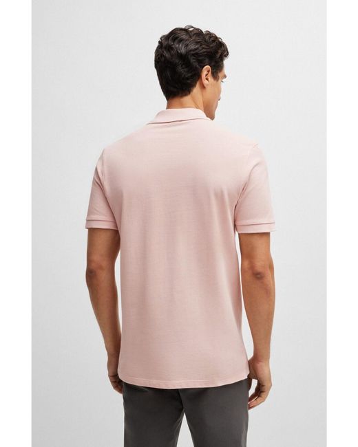 Boss Pink Pallas Logo-Embroidered Polo Shirt for men