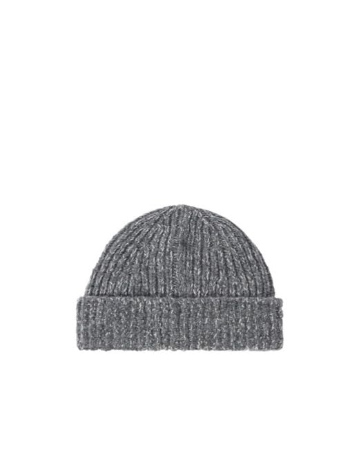 Stone Island Gray Beanie With Compass Patch And Mouliné Texture for men