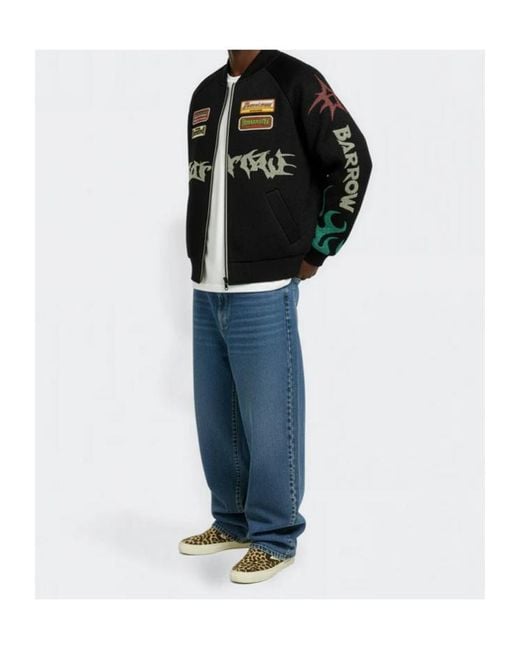 Barrow Black Patch Print Zip-Up Jacket for men