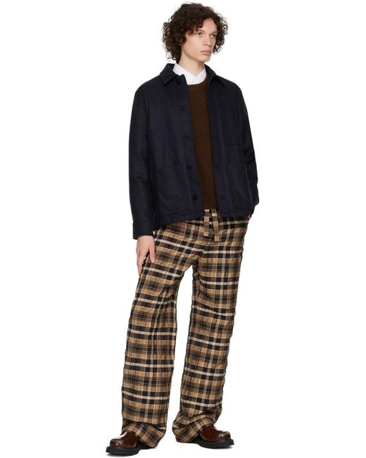 Nanushka Multicolor Check-Print Straight-Leg Trousers for men