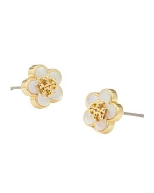 Tory Burch Metallic Kira Flower Stud Earrings
