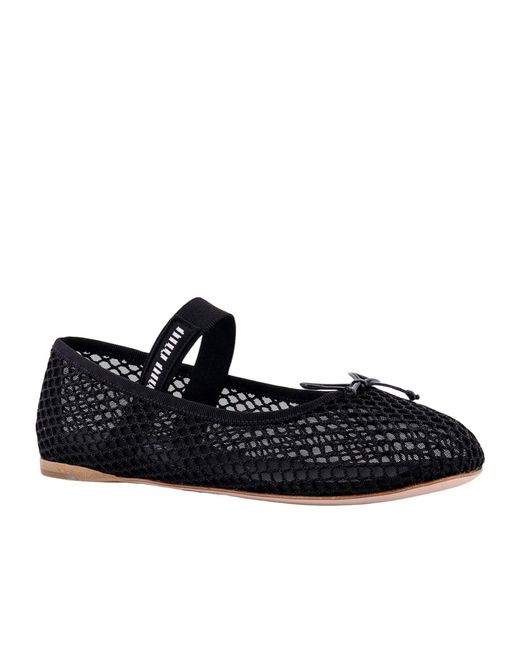 Miu Miu Black Mesh Ballet Flats