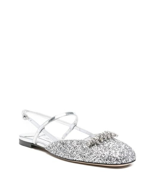 Jimmy Choo White Round-Toe Flat Sandals