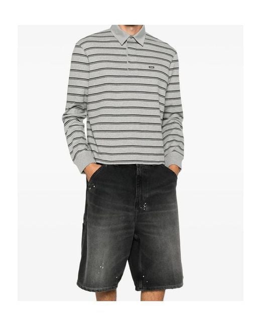 Vetements Gray Horizontal Stripe Pattern Polo Collar for men
