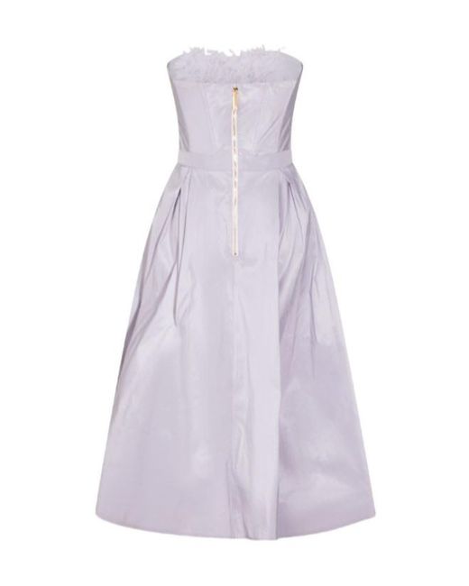Elisabetta Franchi Purple Ottoman 3D Floral Embroideried Dress