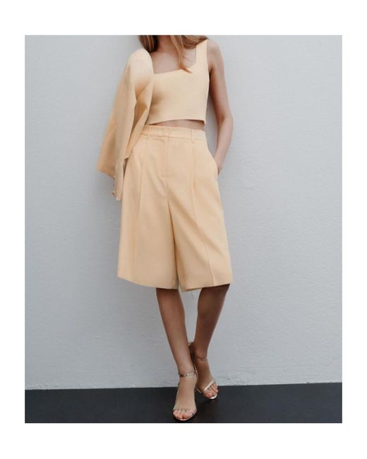 Marella Natural Envers Satin Bermuda Shorts