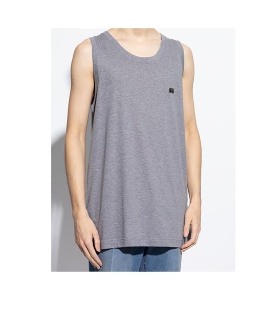 Dolce & Gabbana Gray Logo Tag Oversize Singlet for men