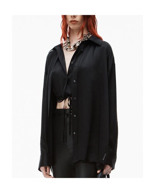 Alexander Wang Black T By Layered Satin Shirt