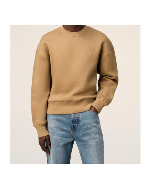 AMI Natural Ami De Coeur Logo Embossed Sweatshirt for men